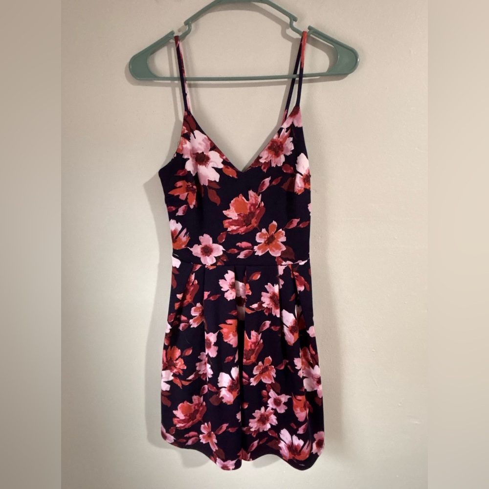 Soprano Navy Dress with Pink & Coral Floral Print